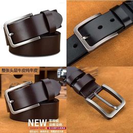 Genuine Belts Leather Men Casual 4Cm Belt Metal Pin Buckle Solid Vintage Original Quality