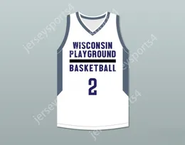 CUSTOM NAY Name Mens Youth/Kids PLAYER 2 WISCONSIN PLAYGROUND BASKETBALL WHITE BASKETBALL JERSEY TOP Stitched S-6XL
