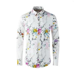 Men's Casual Shirts Four Seasons Digital Printing Cotton High End Material Slim Fit Shirt Chinese Style Freehand Top