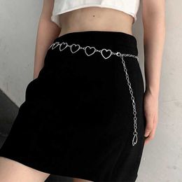 Waist Chain Belts Gold Silver Heart Metal Waist Chain Women Chain Belt Adjustable Thin Waistband Hip Hop Style Girls Belts Pants Dress Accessories