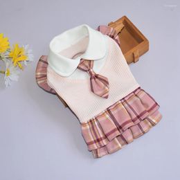 Dog Apparel Summer Pet Clothes Princess Sweet Skirt Dress For Small Medium Cats Collage Style Plaid Knitted Dresses Fashion Appa
