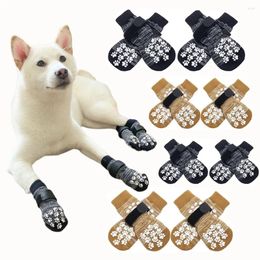 Dog Apparel 1 Set Adjustable Knitted Socks Indoor Anti-Slip Floor Shoes For With Pattern Autumn Winter Warm Pet Protector