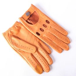 Men Deerskin Gloves High Quality Breathable Real Deerskin Driving Leather Gloves Male Fingers Touchscreen Unlined M-XL