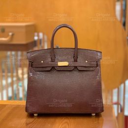 12A top Mirror quality luxury bags Classic Designer Bag ladies' handbag all handmade genuine leather bag lizard skin 25cm Exquisite Compact Bag Top quality hardware