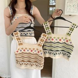 Women's Tanks Tank Top Sleeveless Ethnic Style Crochet Geometric Floral Vest Scoop Vintage Fashion Beach Waistcoat 2024 Summer