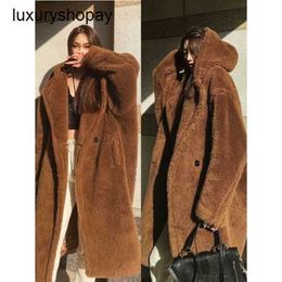 Maxmaras Coat Teddy Bear Womens Cashmere Coats Wool Winter 2024 Haining New All Hat Fur Silhouette Lazy Style Special Offer