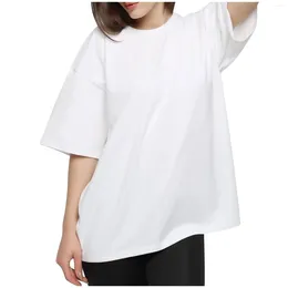 Women's T Shirts Cotton Short Sleeve For Women Plain Shirt Womens Casual Spring Summer Solid White O Neck Tshirt Top Woman Basic Tee