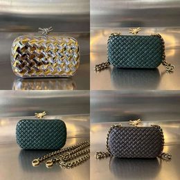 Bag European Classic Design Dinner Women's Hasp Bag Genuine Leather Production Weaving Style Clutch Knitting Original Quality