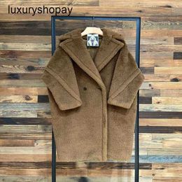 Maxmaras Coat Teddy Bear Womens Cashmere Coats Wool Winter 2024 New Star Style Caramel Fur Particle Camel Fleece Medium Lo Fe34