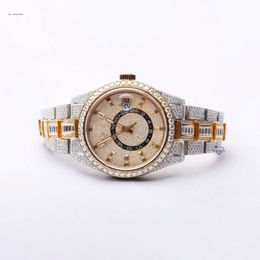 Customized Unique Dial Moissanite Round Brilliant Cut Diamond Enhanced With Vvs Clarity Stainless Steel Watch For Men