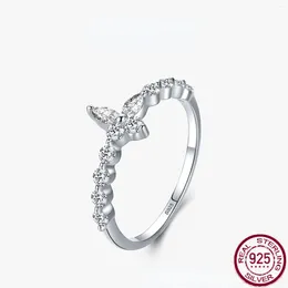 Cluster Rings S925 Silver Ring Butterfly Sweet Diamond Set High Grade Elegance Simple Fashion Versatile Jewelry For Women