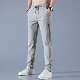 Thin Business Casual Pants Outdoor Ice Silk Mens Summer Elastic Breathable Straight Leg Sweatpants 240428