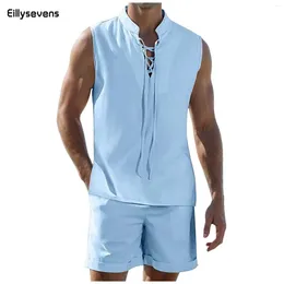 Men's Tracksuits Summer Two Piece Set Casual-Shirt And Shorts Mens Sports Suit Fashion Short Sleeve Tracksuit Sleeveless T-Shirt