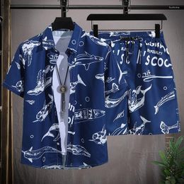 Men's Tracksuits Hawaiian Beach Set Single Breasted Short Sleeve Shirt And Shorts Casual Summer Vacation Travel Outfit