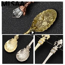 Spoons Mini Coffee Spoon Vintage Royal Style Flatware Dessert Creative Dining Bar Wholesale Tableware Mixing Crystal Head