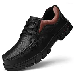 Casual Shoes Handmade Genuine Leather For Men Thick Soled Walking Outdoor Footwear Durable