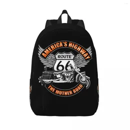 Backpack Americas Highway Canvas Backpacks For Women Men Waterproof School College USA Motorbike Bag Print Bookbags
