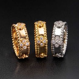 Designer Luxury Jewellery Ring vancllf Light 18k Gold Plated Kaleidoscope Womens Narrow Edition Clover Set Diamond Rose Platinum