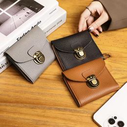Great quality vintage women designer wallets lock short style lady fashion casual purses female phone clutchs no883