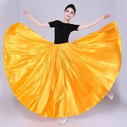 Skirts Shining Satin Long Spanish Skirt Swing Dancing Belly Dance Sun