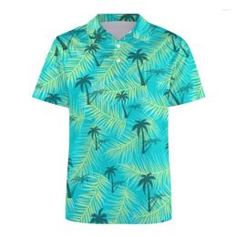 Men's Polos Hawaiian Plants 3D Print Polo Shirts For Men Clothes Fashion Flamingo Bee Graphic Short Sleeves Tees Oversized Button Shirt