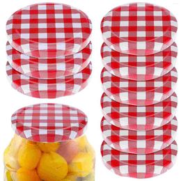 Dinnerware 12 Pcs Mason Jar Red Cap Canning Lids Metal Wide Mouth Covers Aluminum Jars Sealing Drinking