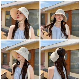 Berets Big Brim Bucket Hat Accessories Foldable Anti-UV Fisherman Cap Portable Panama