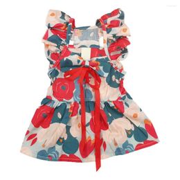 Dog Apparel Charming Pet Dress Floral Princess Breathable Skirt For Small Dogs Cats Spring/summer Fashion Fashionable Bow