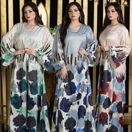 Ethnic Clothing Eid Muslim Elegant Abaya Women Sequin Print Dress Maxi Arab Dubai Party Gowns Fashion Morocco Robe Islamic Female Middle