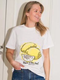 Lemon Print Tee Shirt Woman Summer O-Neck Orangic Cotton Tshirt Female Fashion Casual Short Sleeve T-Shirt Clothes Streetwear