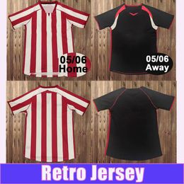 2005 2006 Sunderland Retro Mens Soccer Jerseys Home Red White Away Black Football Shirts Short Sleeve Adult Uniforms