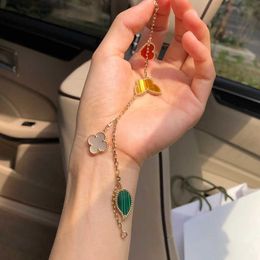 Famous designers design gorgeous bracelets for women Lucky Flower Bracelet Female Silver 18K Gold Love Butterfly Jade with Original vancley