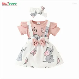 Clothing Sets Girl Baby Set Cartoon Pageant Birthday Baptism Born Summer Dress 3-18M Toddler Short Bodysuit Skirts Costumes