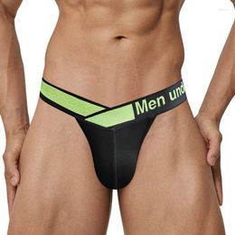 Underpants Green V-belt Sexy High Slit Underwear For Men Modal Low Waist Lifting Buttocks U-convex Sports Fitness Bag Triangle Pan