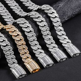 Holycome Drop Shipping 12Mm Hip Hop Iced Out Sterling Sier White Gold Plated Cubic Zircon Cuban Link Chain