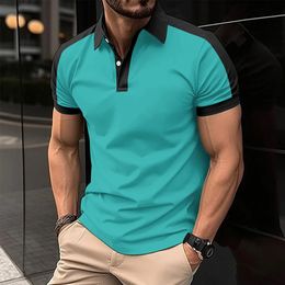 Mens Europe and America crossborder shoulder Colour matching casual fashion sports shortsleeved POLO shirt 240412