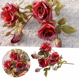 Decorative Flowers Single Branch 2 Pronged Autumn Curled Rose Flower Valentine's Day Wedding Household In