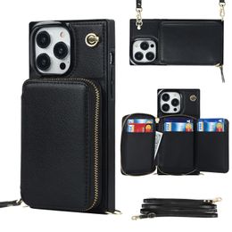 Crossbody Wallet Case, Card Holder Phone Case for Women, Zipper Leather Purse with Shoulder Strap, RFID Blocking Cover for iPhone 15 Pro Max 14 13 12 11 XS Max XR 8 7