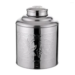 Storage Bottles Tea Cereal Container Sealed Canister Jar Loose Leaf Stainless Steel Airtight Tin