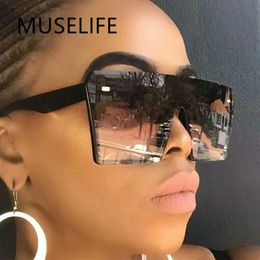 Sunglasses MUSELIFE Classic Vintage Square Sunglasses Woman Siamese Oversized Sunglasses Woman/Men Retro Sunglasses Lentes De Sol Mujer T240428