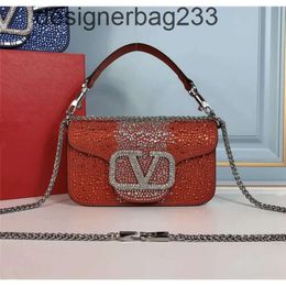 Portable Light Bag Handbag Square Designer Crystal Shoulder Small Letter Purse Messenger Bags New Magnetic Buckle Shiny Valeenttino Luxury Single VH8R