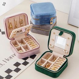 Jewellery Pouches Box Velvet With Mirror Jewel Anti-dust Pack Fashion Women Travel Portable Case For Necklace Earrings Ring Storage