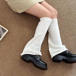 Women Socks White JK Lolita Leg Warmer Japanese Style Long Kawaii Cover Fashion Calf Gaiters Harajuku Flared Knitted Stockings