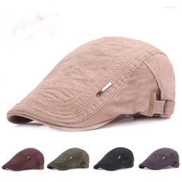 Berets Retro Men Beret Cotton Flat Ivy Sboy Hat Herringbone Duckbill Beanie Adjustable Gatsby Driving Cabbie Casquette Cap Outdoor