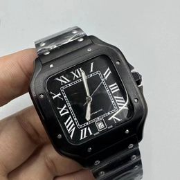 relógio de luxo Man Classic Square Watches Movement Watches 40mm Black Watch Watch Relógio Prata Vista de Aço Antelhado Casual Casual Completo Calendário Relógios de Moda
