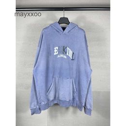 Sleeved Balencgs Hoodies Unisex Hoodie Sweater Long High Version Loose Paris b Family Adhesive Casual Tape Paper Hooded Letter Printing ZMOH