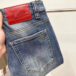 Men's Jeans Designer Floral Letters Slim Fit Casual High Street Chic Solid Colour Denim Pants 6