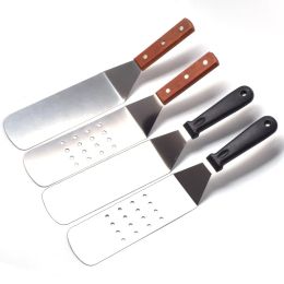Utensils Kitchen Spatula Wooden Handle Grill Turner Stainless Steel Metal Scrape For Pancake Teppanyaki Griddle Cooking Utensil