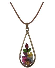 New Arrival Handmade Vine Style Natural Dried Flowers Long Leather Necklaces & Pendants For Women Retro Girl Gift Bronze Jewelry7877833