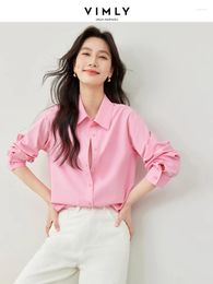 Women's Blouses Vimly Spring Button Up Shirts Women 2024 Fashion Lady Casual Cotton Lyocell Classic & Long Sleeve Top Woman M5889